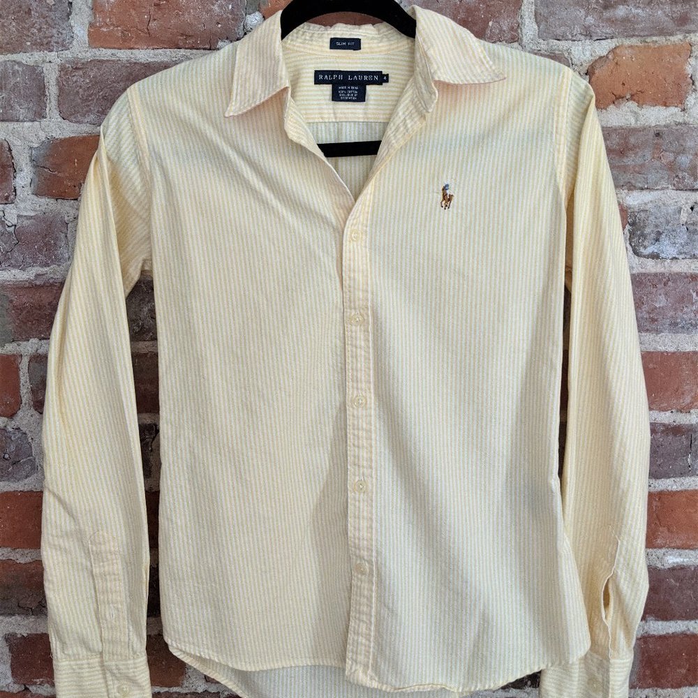 Ralph Lauren Slim Fit Oxford, Yellow+White Stripes